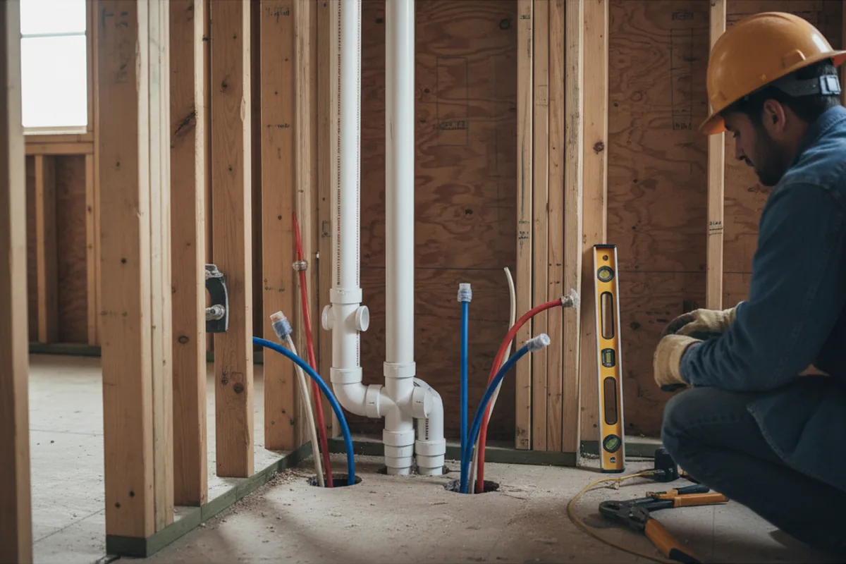 Drain and supply rough-in during Drain Cleaning in Edcouch