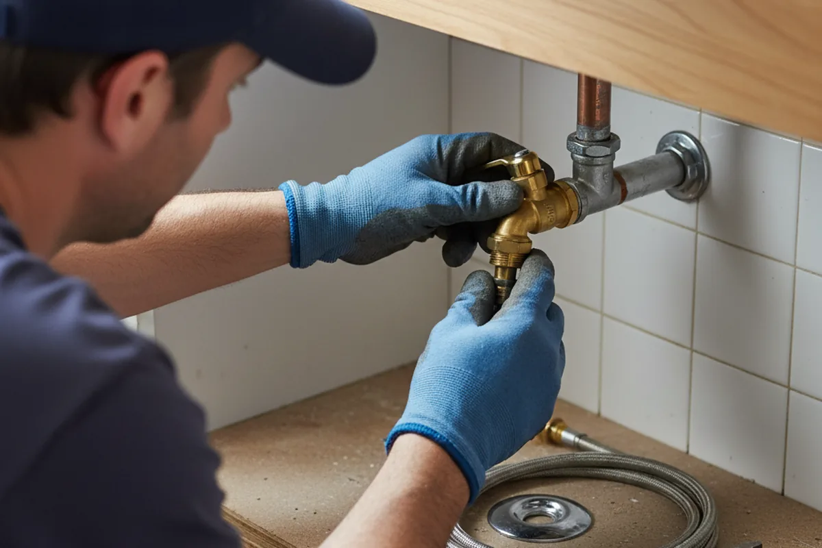 Shutoff valve and fitting work during Burst Pipe Repair in Edcouch